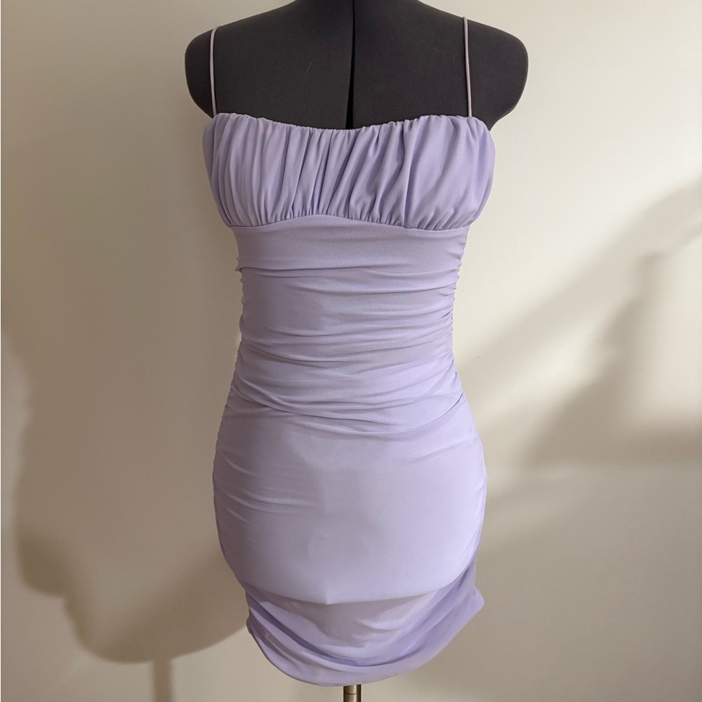 Princess Polly Penney Mini Dress - Lilac Gathered Strap Dress - Size 2